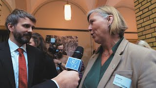 Statsbudsjettet  intervju med Jan Christian Vestre og AnneKarin Rime [upl. by Yerdna316]