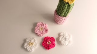 Paano mag Gantsilyo ng Cherry Blossom Flower  How to Crochet Cherry Flower Easy Tutorial [upl. by Aretha]