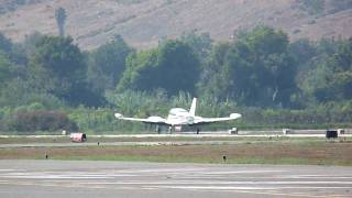 Cessna 310 N67CM Landing at KPOC Brackett Field on 91209 at 1813 [upl. by Burns707]