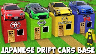 Secret JAPANESE DRIFT CARS HOUSE in Minecraft  VEHICLE BASE [upl. by Milda]