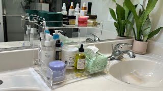 Bathroom organizer Makeup organizer Clear acrylic organizer Vanity storage tray [upl. by Darryn]