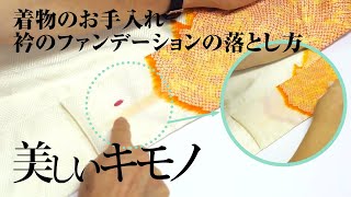 シミ抜きのプロが伝授！衿のファンデーションの落とし方｜きもののお手入れ｜美しいキモノ [upl. by Llemmart758]