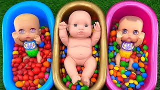 Rainbow Satisfying Video  Magic Mixing Candy ASMR in Three BathTubs with Slime MampM amp Skittles Gems [upl. by Blackstock]