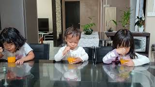 Papari amp Didini amp Gracelynn toddlers mygirls yummy orangejuice family familyvlog [upl. by Niboc]