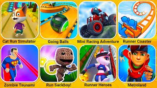 Cat Run Simulator Going Balls Mini Racing Adventure Runner Coaster Sackboy Superhero Run [upl. by Cheria]