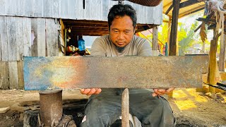 Knife Making  Forging A Powerful Cleaver From The Rusty Leaf Spring [upl. by Valentia]