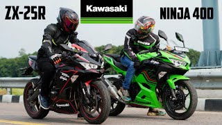 Kawasaki  Ninja Zx25R Vs Ninja 400  First On Youtube Drag Race 🔥 [upl. by Grindle]