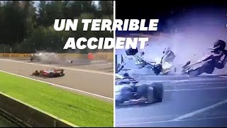 Les images de laccident dAnthoine Hubert sur le circuit de Formule 2 [upl. by Acinelav]