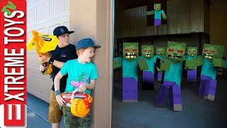 Minecraft Monster Mash Sneak Attack Squad Glitchy Nerf Battle [upl. by Rollo]