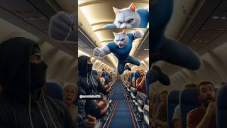 White cat saved 😲 from thief in plane✈️shortfeed shorts cat ai funny [upl. by Ecinna]