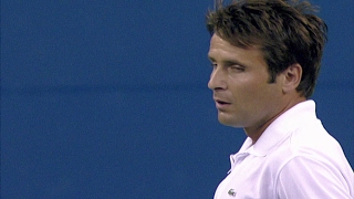 Incredible Fabrice Santoro Tweener vs Roger Federer at US Open [upl. by Andrel970]