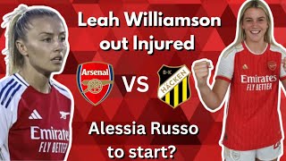 ARSENAL VS BK HACKEN MATCH PREVIEW  Williamson out injured Will Russo start [upl. by Dnalram]