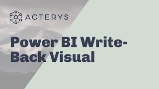 Acterys  Custom Visuals For Planning amp Write Back in Power BI [upl. by Potter]