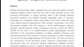 MFDS STGCN Predicting the Behaviors of College Students With Fine Grained Spatial Temporal Activitie [upl. by Lehcer]