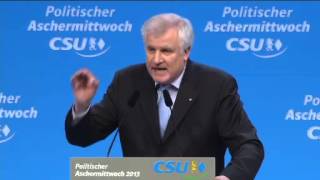 Politischer Aschermittwoch Rede von CSUParteivorsitzenden Seehofer [upl. by Nitsrik]