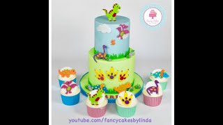 How to make Cute Dinosaur Cake Decorations with Fondant or Gumpaste Step by Step Tutorial [upl. by Illene858]