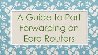 A Guide to Port Forwarding on Eero Routers [upl. by Mahan518]