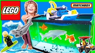 Legos and Shark Ship Rescue REAL FiSH from GiANT SHARK [upl. by Bird]