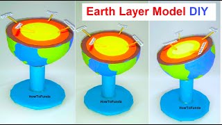 EARTH LAYER Model 3d Making for Science Fair Project  diy at home  howtofunda  still model [upl. by Eilyab156]