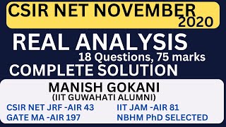 CSIR NET 26 NOV 2020 REAL ANALYSIS COMPLETE SOLUTION WITH MANISH GOKANIcsirnet csirnetjrfnotes [upl. by Neysa]