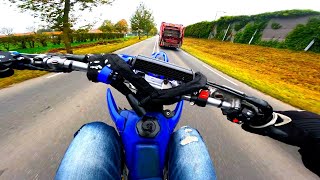 YAMAHA WR400F SUPERMOTO RIDE HOME FROM SCHOOL WHEELIES [upl. by Notlimah618]