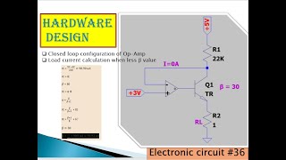 Electronic circuit 36  Op Amp  Closed Loop  Less beta  Emitter current  load Current [upl. by Lexy]