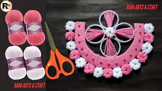 How to Make Woolen Flower  Wool Craft Wall Hanging  Woolen Flower Making Wall Hanging Easy [upl. by Aivekahs]