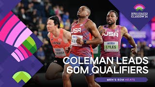 Coleman leads 60m qualifiers in 649  World Indoor Championships Glasgow 24 [upl. by Morentz]