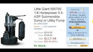 Little Giant 55ASP Submersible Automatic Sump Pump Reviews [upl. by Enniotna]