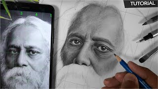 How to shade face Shading tutorial for beginners Rabindranath Tagore drawing Sanju Arts [upl. by Ahtenek]