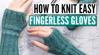 How to knit fingerless gloves for beginners  Really easy pattern you can knit flat [upl. by Helaina]