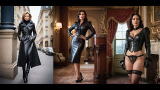 Discover the charm and elegance of leather clothing on beautiful women leather latex fashion [upl. by Hannus]