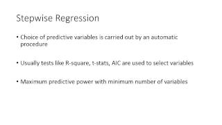 28  Stepwise Regression [upl. by Uase]