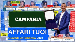 Affari tuoi giovedì 22 febbraio 2024 con la Campania I pacchi aperti in ordine [upl. by Tena795]