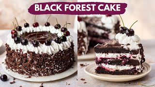 Black Forest Cake Recipe  Bakery Style Eggless Black Forest Cake at home  Easy Recipe [upl. by Ridan]