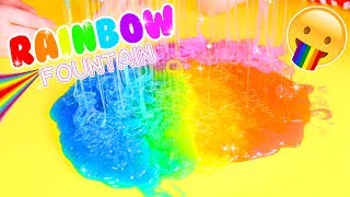 SLIME RAINBOW FOUNTAIN CHALLENGE  who can make the best rainbow fountain  Slimeatory 97 [upl. by Auahsoj]