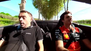 Carlos Sainz lleva a Albert Fàbrega al circuito de Barcelona en su Ferrari ¡Su cara lo dice todo [upl. by Alper335]