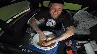 Truck Camping In A Severe Thunderstorm amp Tornado Outbreak  Crock Pot Pizza [upl. by Eilatam]