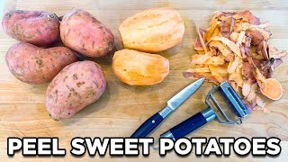 How to Peel a Sweet Potatoes with a Peeler or a Knife  Cooking Tips by MOMables [upl. by Boote]