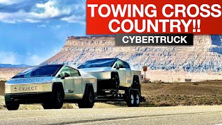 Tesla Cybertruck Towing Cybertruck Cross Country 2400 Mile Road Trip Towing 10k Lbs [upl. by Colfin]