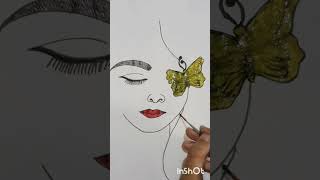 very beautiful girl draw  short video  reel [upl. by Sarita]