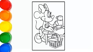 Minnie Mouse Drawing Painting and Coloring Pages for Kids Toddlers [upl. by Dulcia]