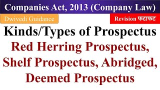 Types of Prospectus Red Herring Prospectus Shelf Prospectus Abridged Deemed Prospectus bcom [upl. by Cinelli]