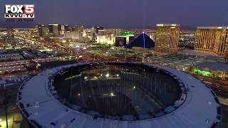 Drone footage of Allegiant Stadium future home of the Raiders [upl. by Zosi435]