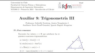 Auxiliar 9 Trigonometría III Introducción al Cálculo Primavera 2024 FCFM Universidad de Chile [upl. by Inneg67]