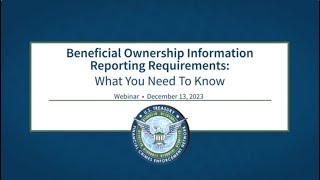 Beneficial Ownership Information Reporting Requirements What You Need to Know [upl. by Akcirederf802]