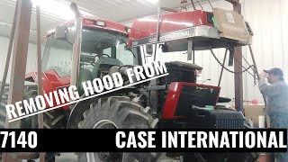 Removing Hood from Case IH 7140 Magnum  Magnum Radiator Repair [upl. by Raimundo700]