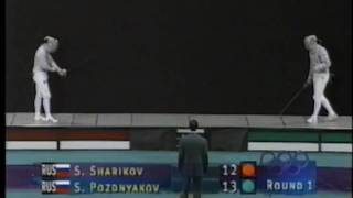 Fencing  1996 Olympics Sabre Men FINAL Pozdniakov RUS vs Sharikov RUS [upl. by Pierrepont]