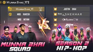 6 Pro Season2 Hip Hop Players VS Munna Bhai Gaming Squad  Free Fire Telugu [upl. by Mahan]