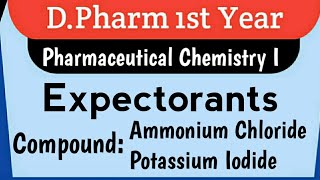 Expectorant Emetics amp Expectorants PhInorganic Chemistry DPharm 1st year Pharma Realm [upl. by Tallbott]